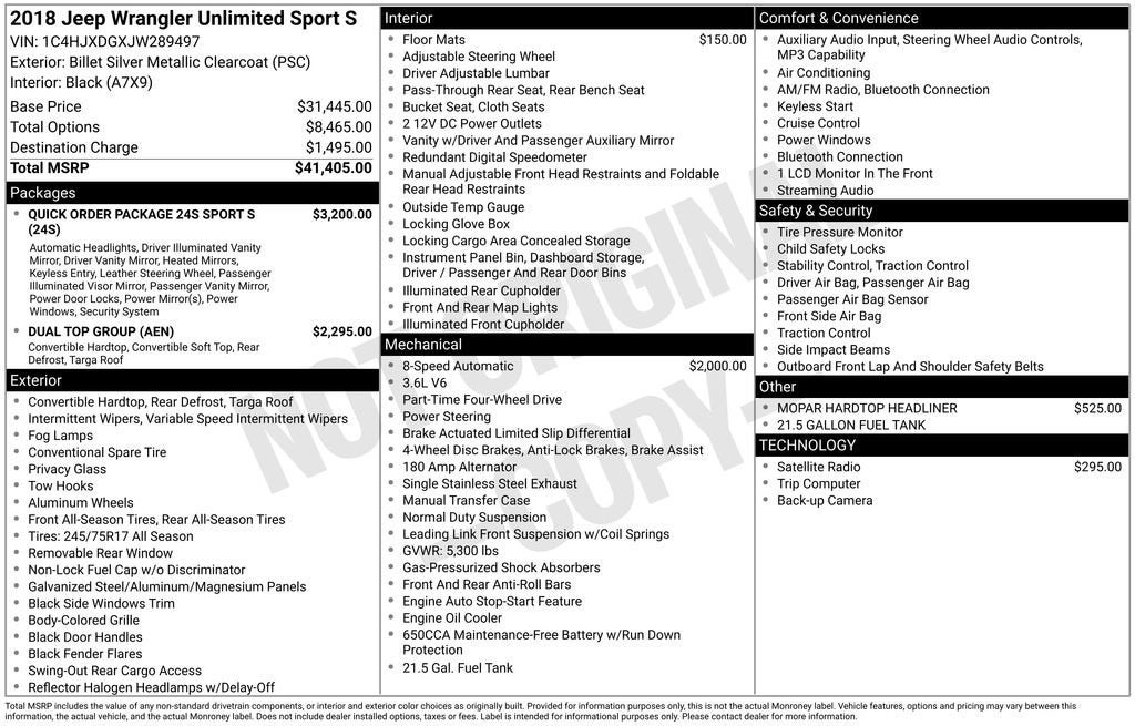 2018 Jeep Wrangler Unlimited Sport S