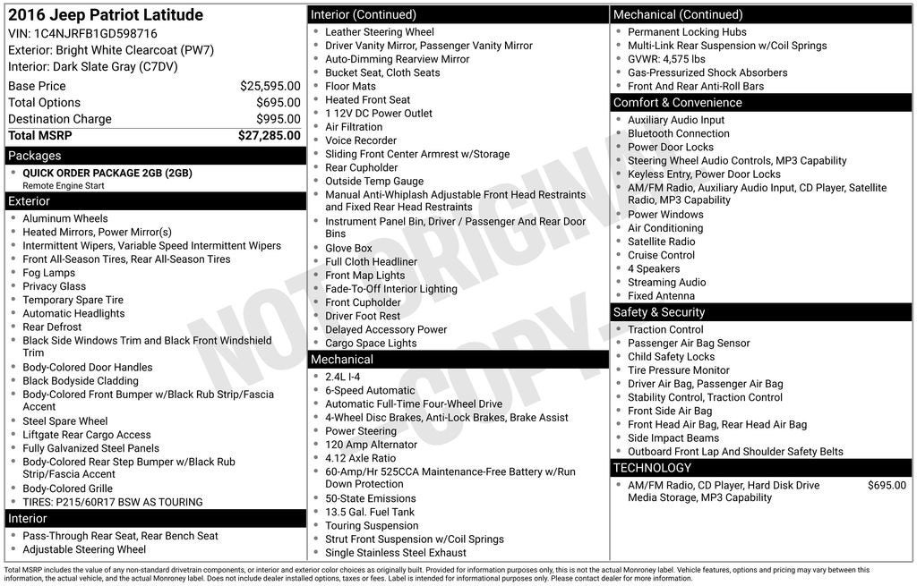 2016 Jeep Patriot Latitude