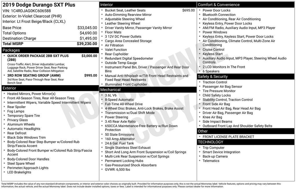 2019 Dodge Durango SXT Plus