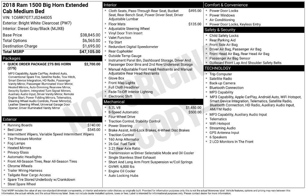 2018 RAM 1500 Big Horn Quad Cab 4x4 6'4" Box