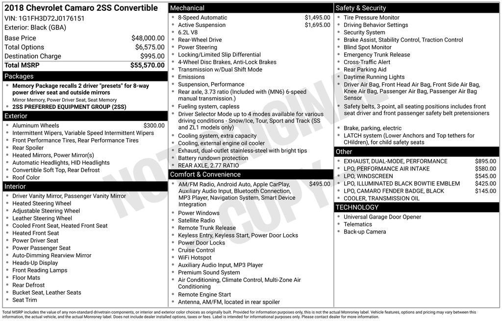 2018 Chevrolet Camaro 2SS