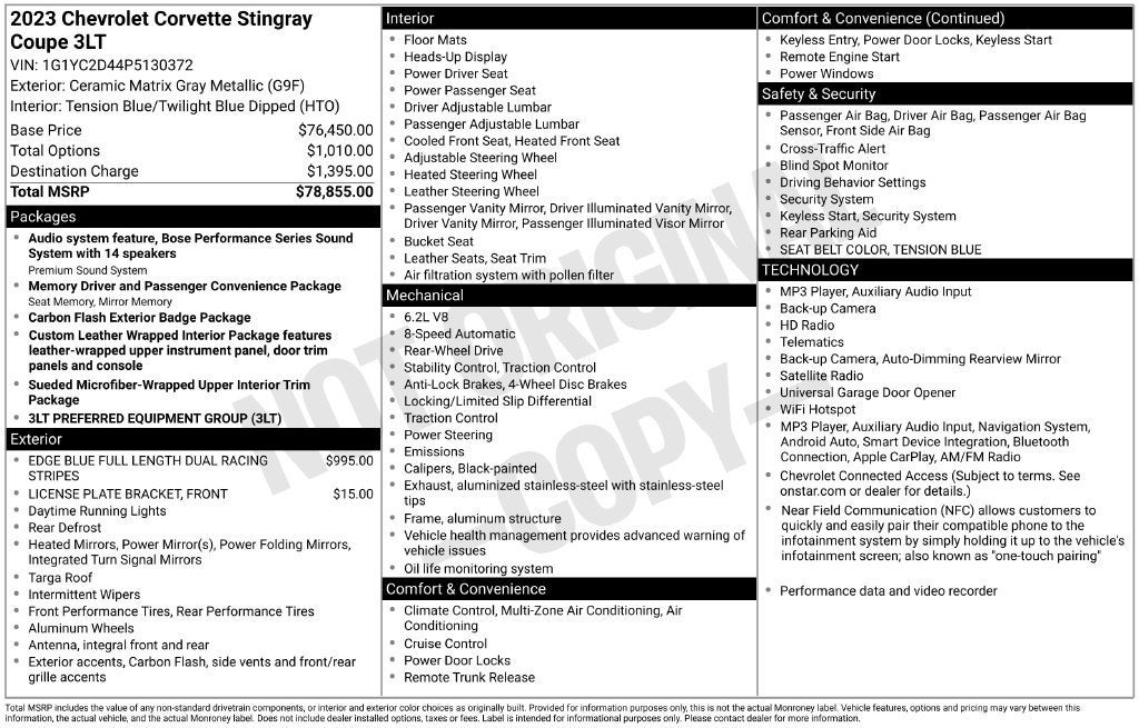 2023 Chevrolet Corvette Stingray 3LT