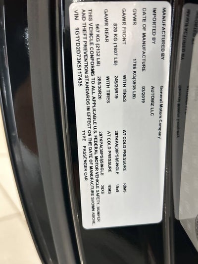 2019 Chevrolet Corvette Stingray 2LT