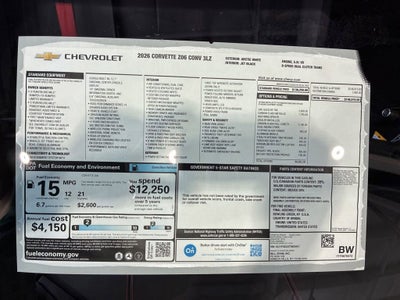 2026 Chevrolet Corvette Z06 3LZ