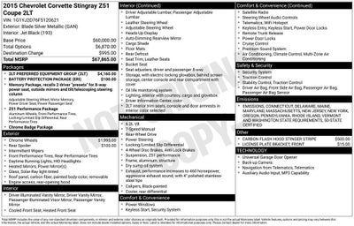 2015 Chevrolet Corvette Stingray Z51 2LT