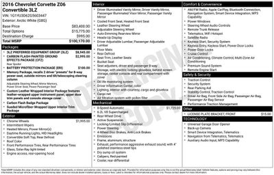 2016 Chevrolet Corvette Z06 Z06 3LZ