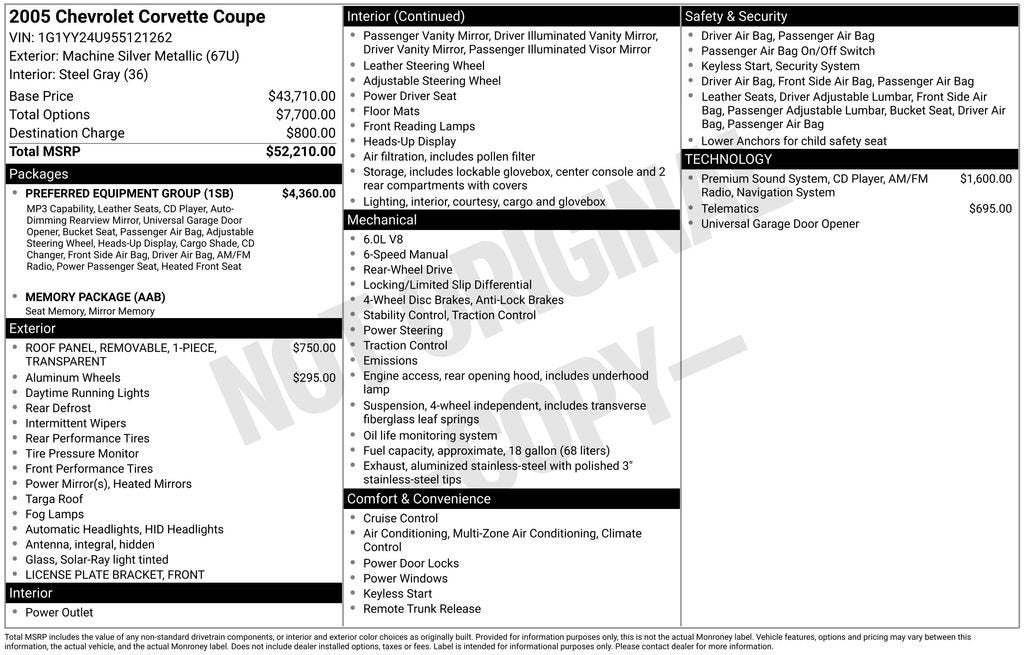 2005 Chevrolet Corvette 2DR CPE