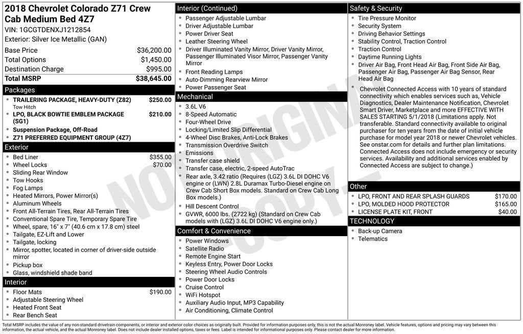 2018 Chevrolet Colorado 4WD Z71