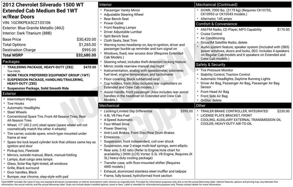 2012 Chevrolet Silverado 1500 Work Truck