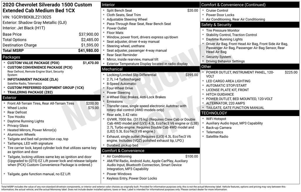 2020 Chevrolet Silverado 1500 Custom