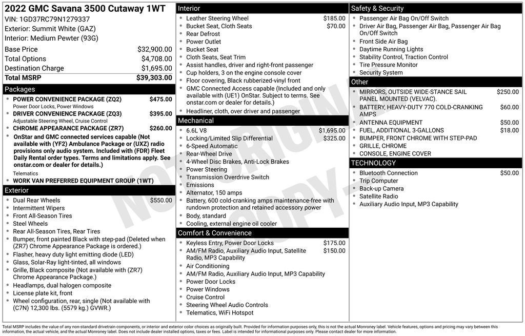 2022 GMC Savana Cutaway 3500 Gas