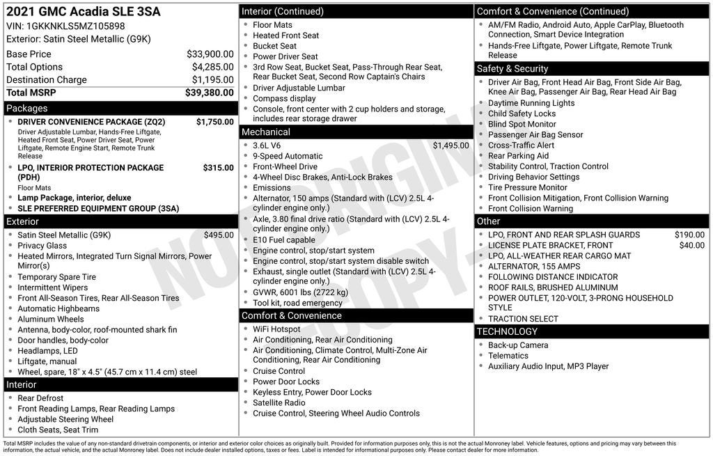 2021 GMC Acadia SLE