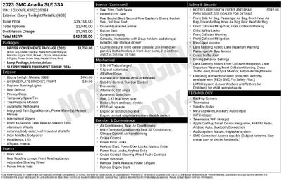 2023 GMC Acadia SLE