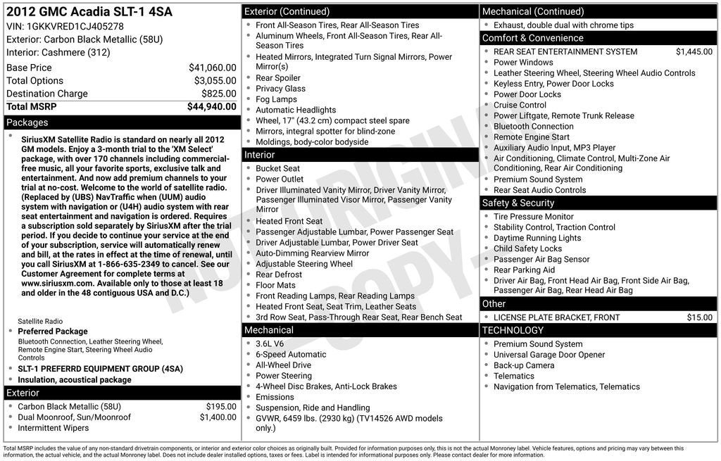 2012 GMC Acadia SLT1