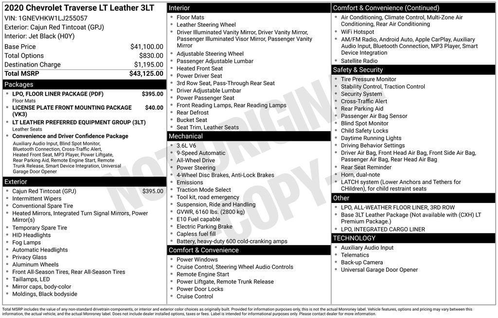 2020 Chevrolet Traverse LT Leather