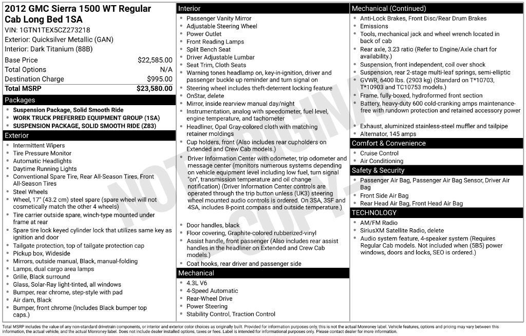 2012 GMC Sierra 1500 Work Truck