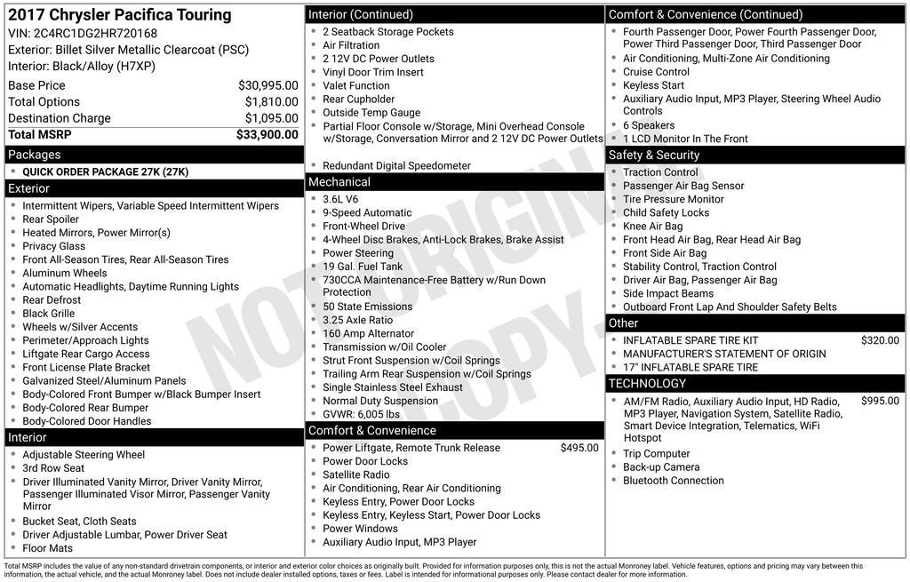 2017 Chrysler Pacifica Touring
