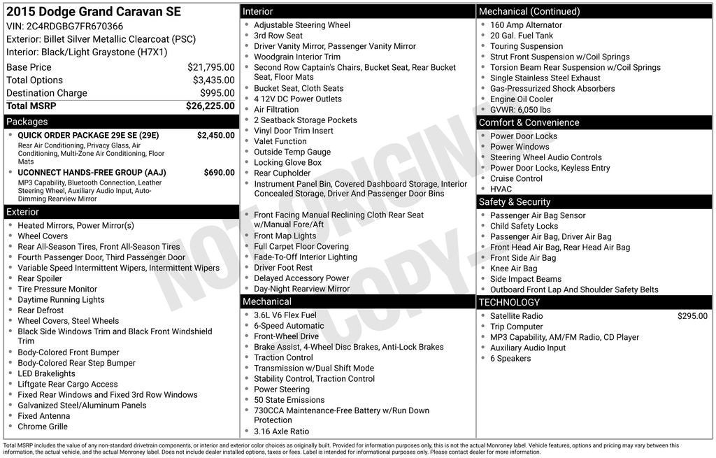 2015 Dodge Grand Caravan SE