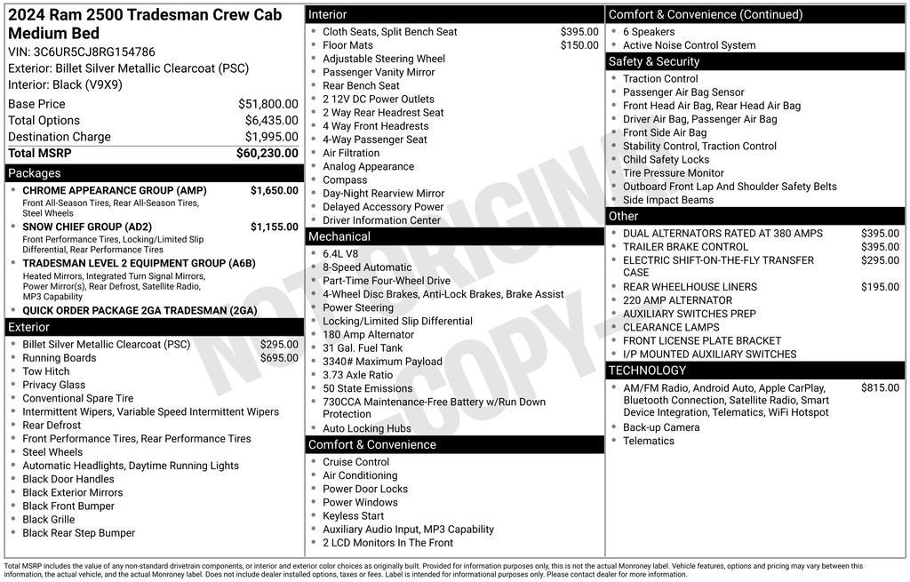 2024 RAM 2500 Tradesman Crew Cab 4x4 6'4" Box
