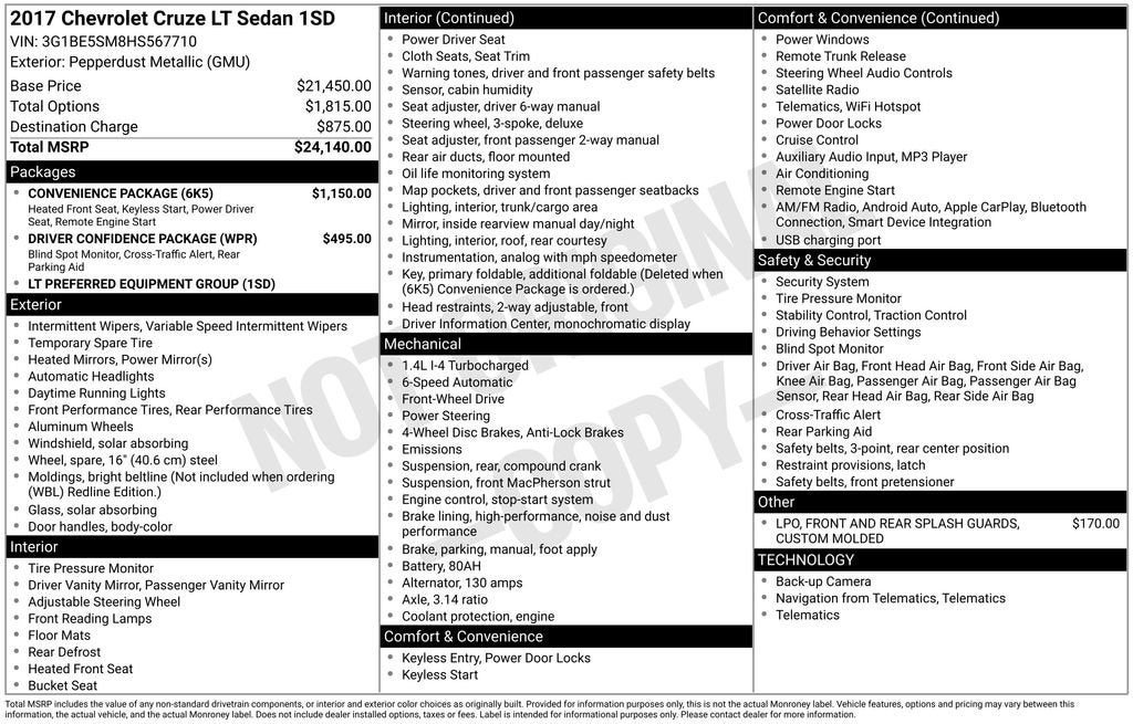 2017 Chevrolet Cruze LT