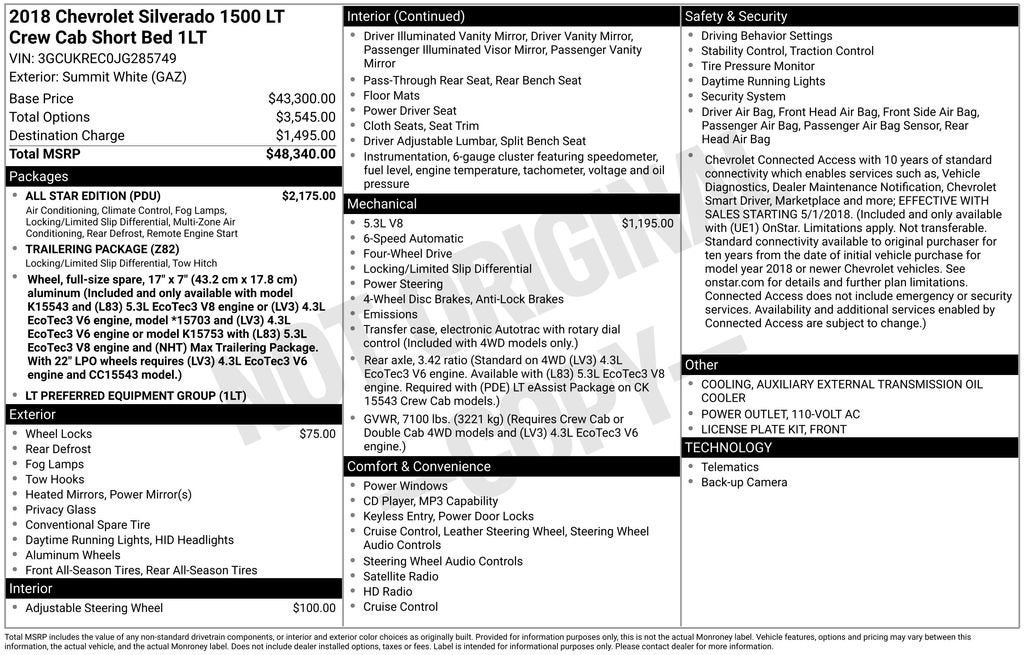 2018 Chevrolet Silverado 1500 LT