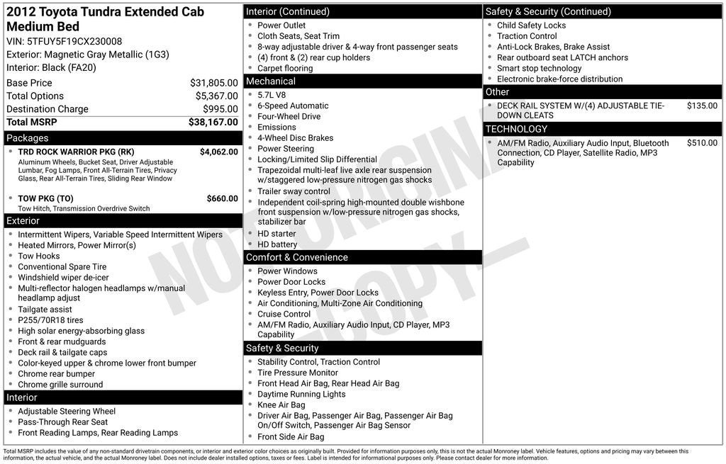 2012 Toyota Tundra Grade 5.7L V8