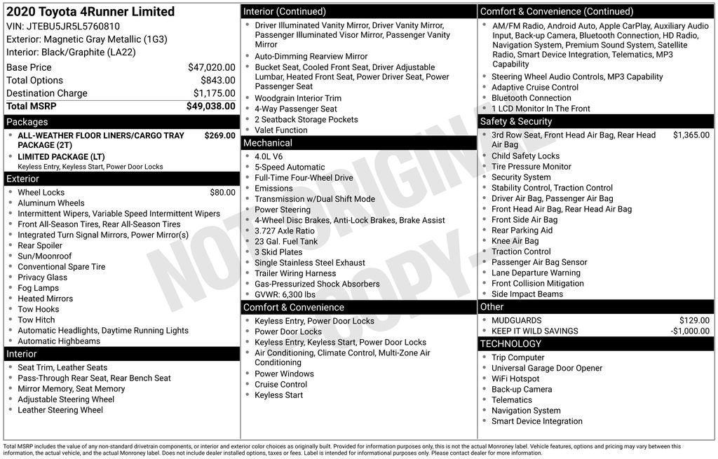 2020 TOYOTA TRU 4RUNNER Base