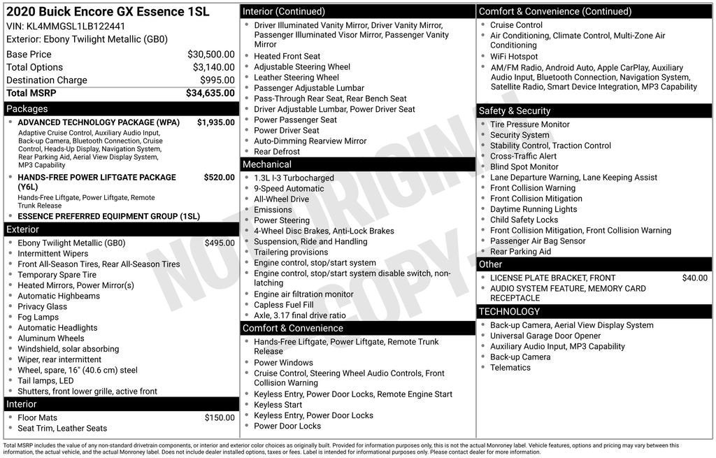 2020 Buick Encore GX Essence