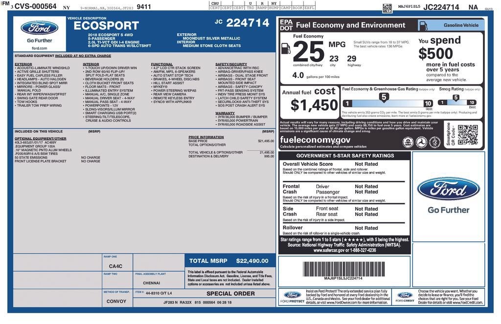 2018 Ford EcoSport S