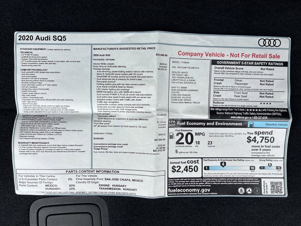 2020 Audi SQ5 Prestige