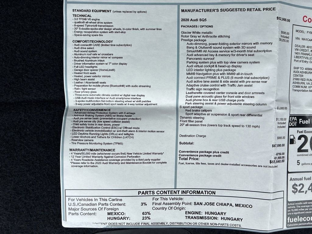 2020 Audi SQ5 Prestige