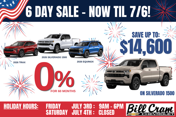 0% for 5 years on Silverado, Trax, Equinox 2026