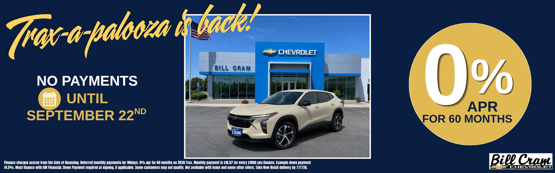 2026 Chevy Trax. 0% APR for 5 years for well-qualified buyer